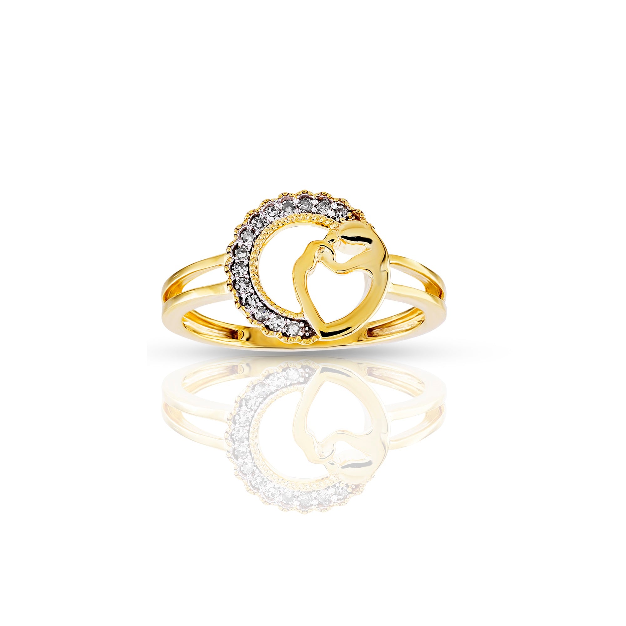 Mohrm Rind 18k yellow gold pave diamond ring for women
