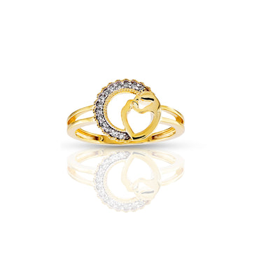 Yellow Gold Mom and Child Diamond Heart Ring