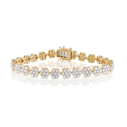 Yellow Gold Round Cluster Diamond Bracelet