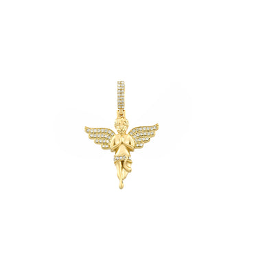 Yellow Gold Round Diamond Baby Angel Praying Pendant