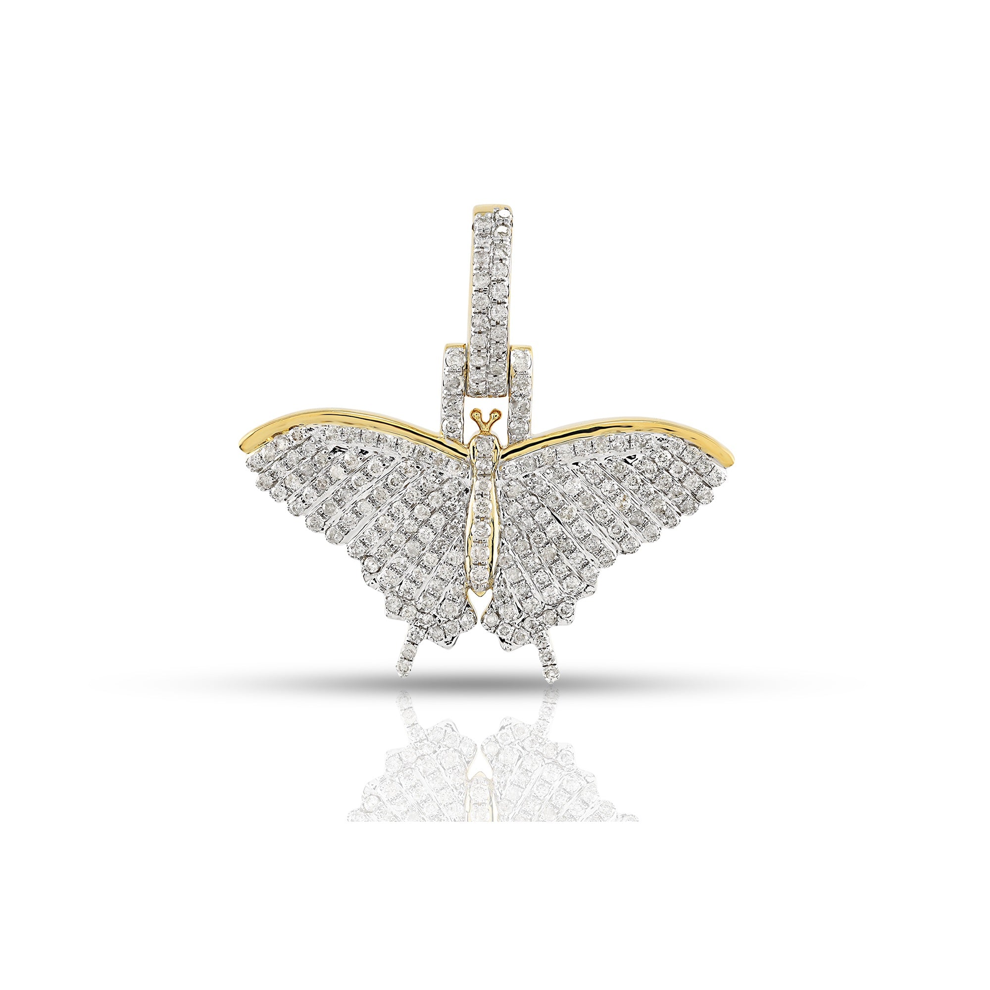 Yellow Gold Round Diamond Butterfly Pendant