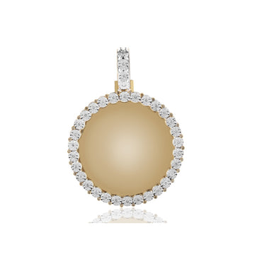 Yellow Gold Round Diamond Circle Picture Pendant