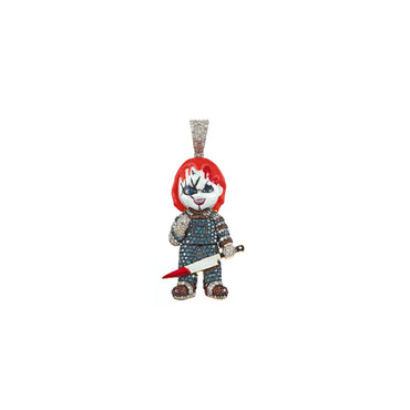 Yellow Gold Round Diamond Cluster Chucky Pendant