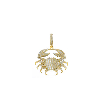 Yellow Gold Round Diamond Cluster Crab Pendant