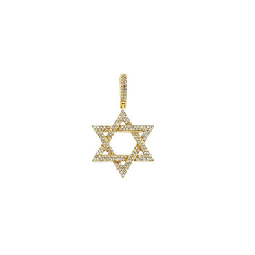 Yellow Gold Round Diamond Cluster Star Pendant