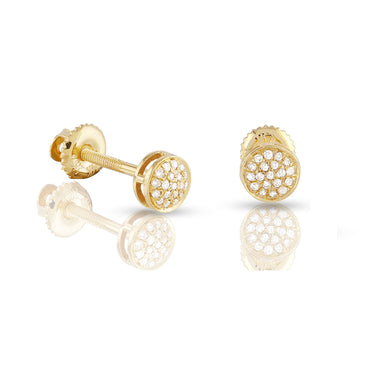 Yellow Gold Round Diamond Cluster Stud Earrings