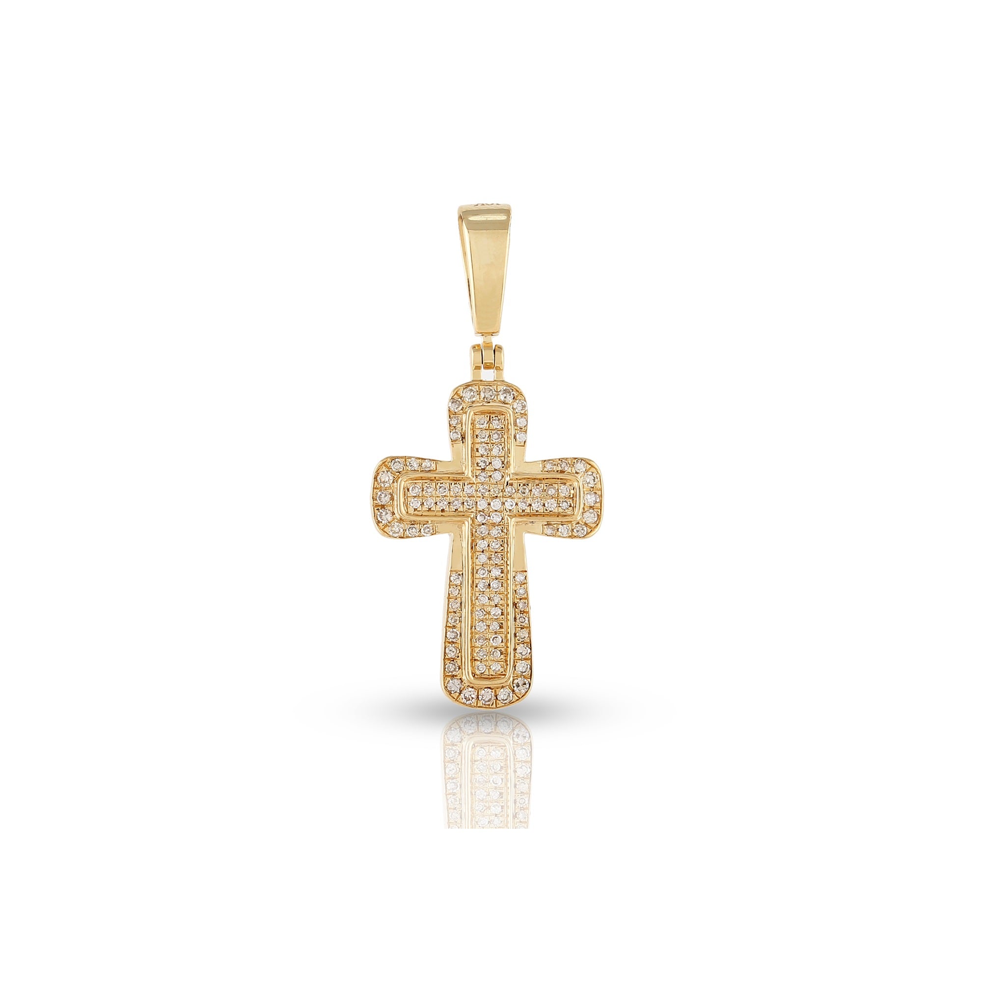 Yellow Gold Round Diamond Cross Men's Pendant