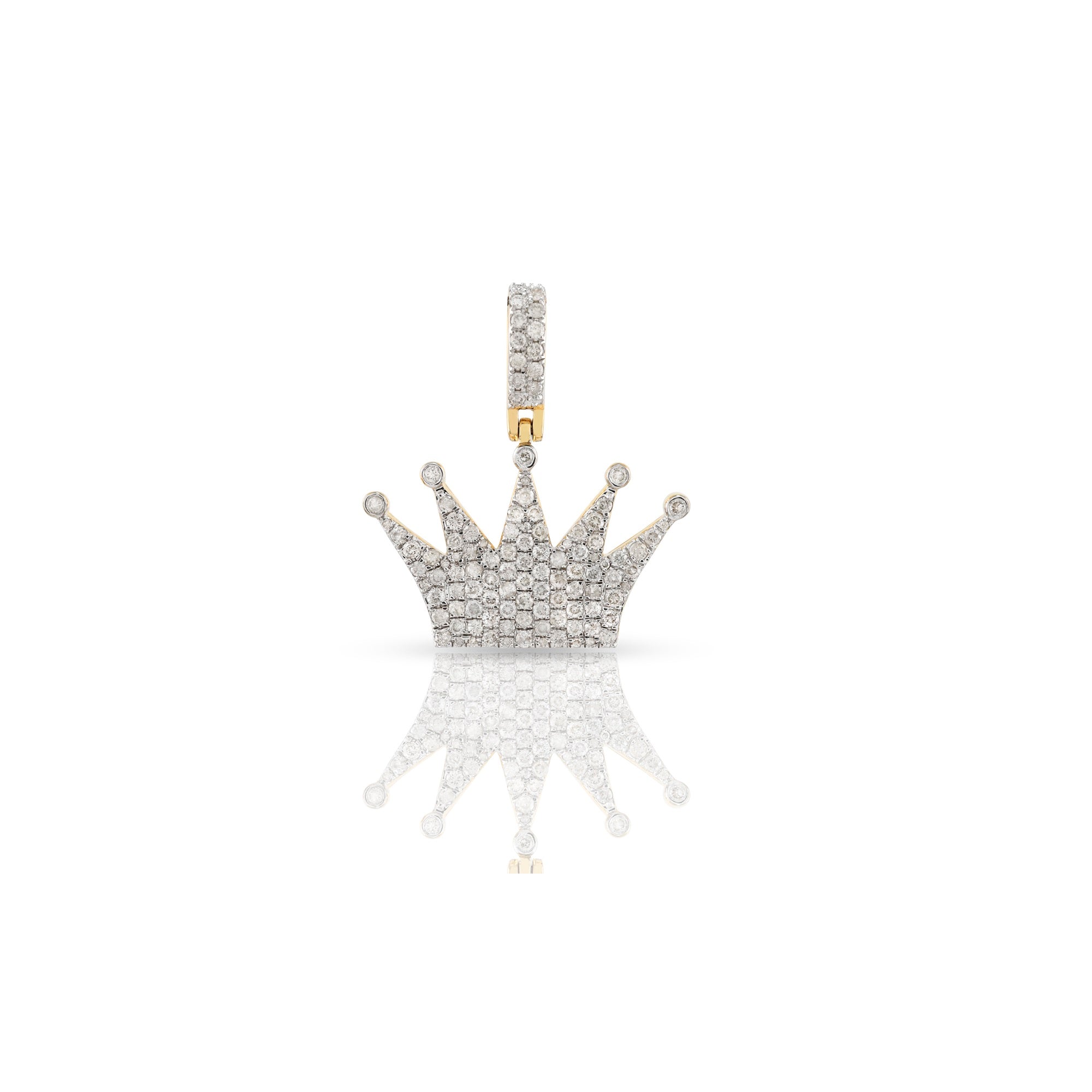 Yellow Gold Round Diamond Crown Pendant