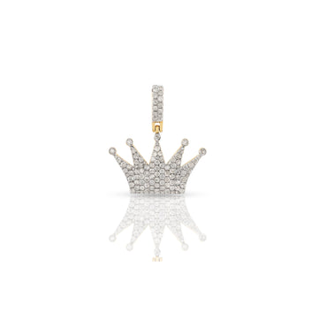 Yellow Gold Round Diamond Crown Pendant