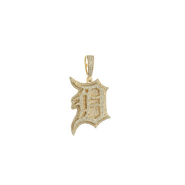 Yellow Gold Round Diamond D Letter Pendant