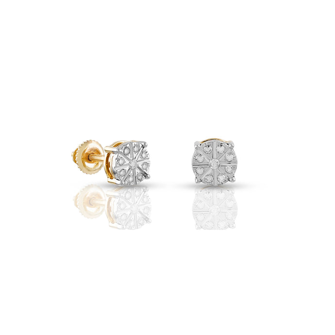 Yellow Gold Round Diamond Earrings For Girls