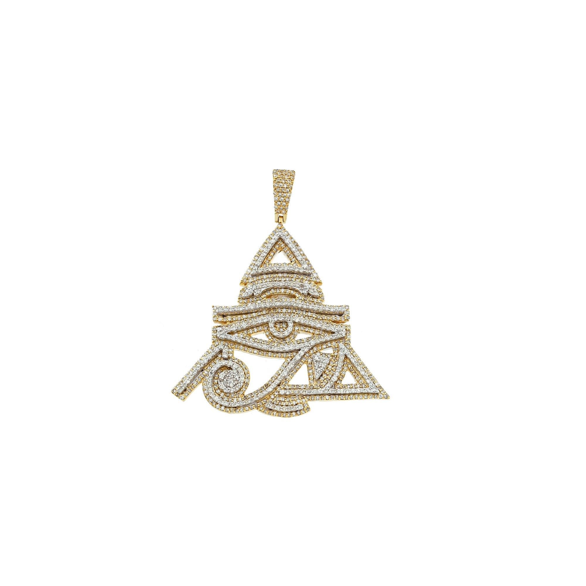 Yellow Gold Round Diamond Eye of Horus Pendant