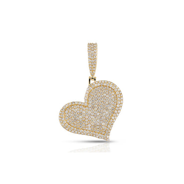 Yellow Gold Round Diamond Heart Pendant