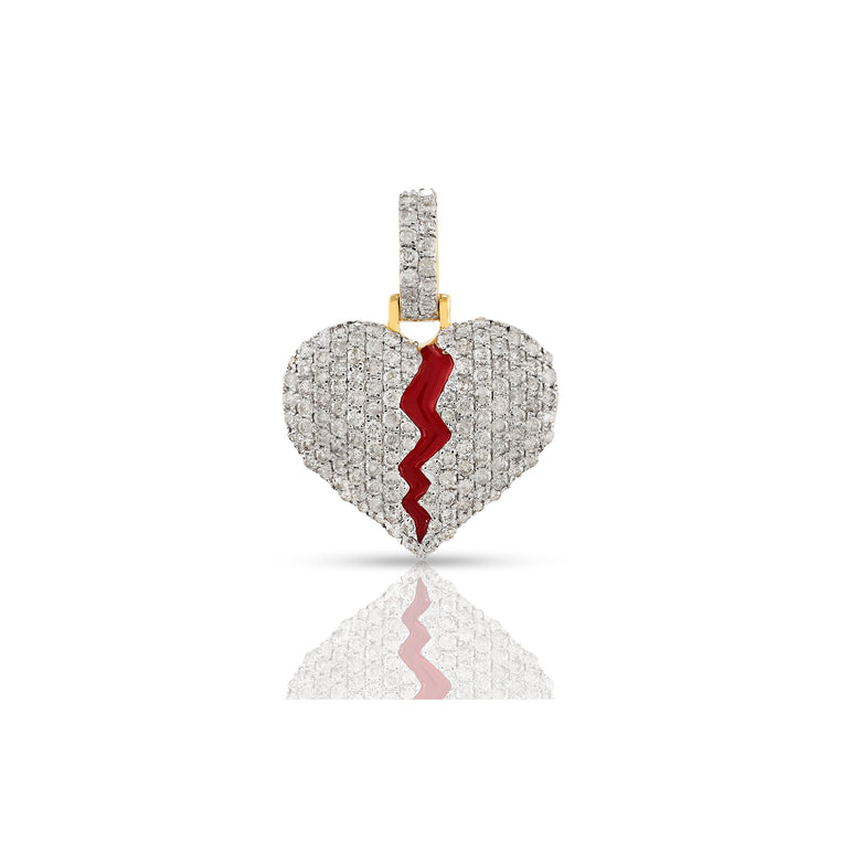 Yellow Gold Round Diamond Heartbreak Pendant