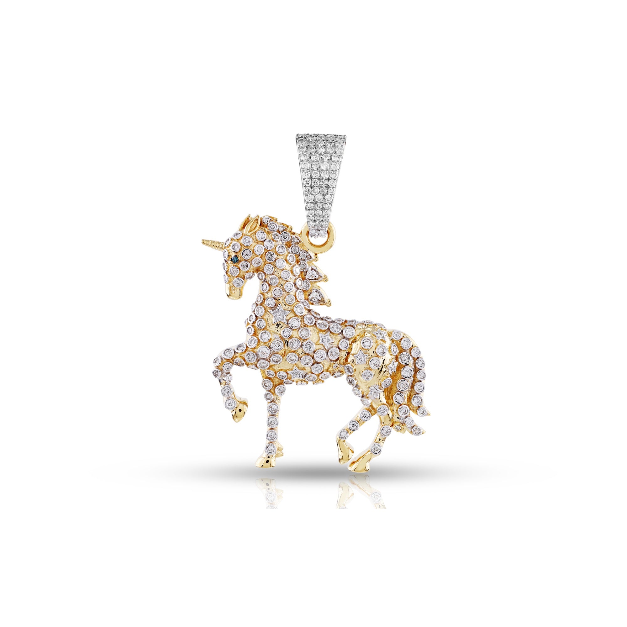 Yellow Gold Round Diamond Horse Pendant