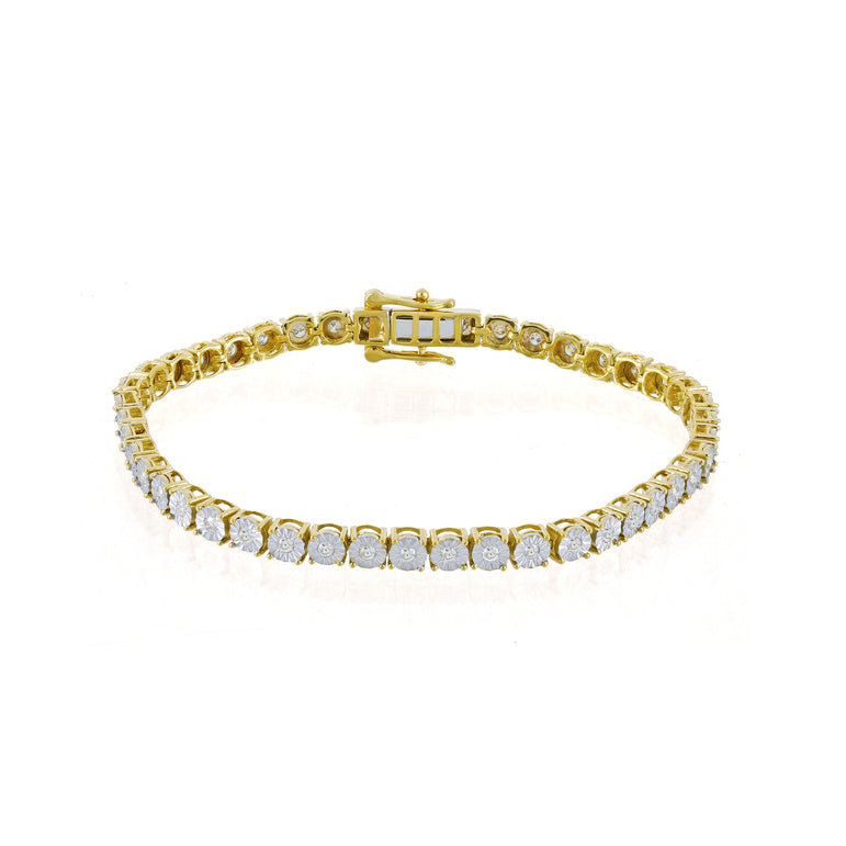 Yellow Gold Round Diamond Illusion Bracelet