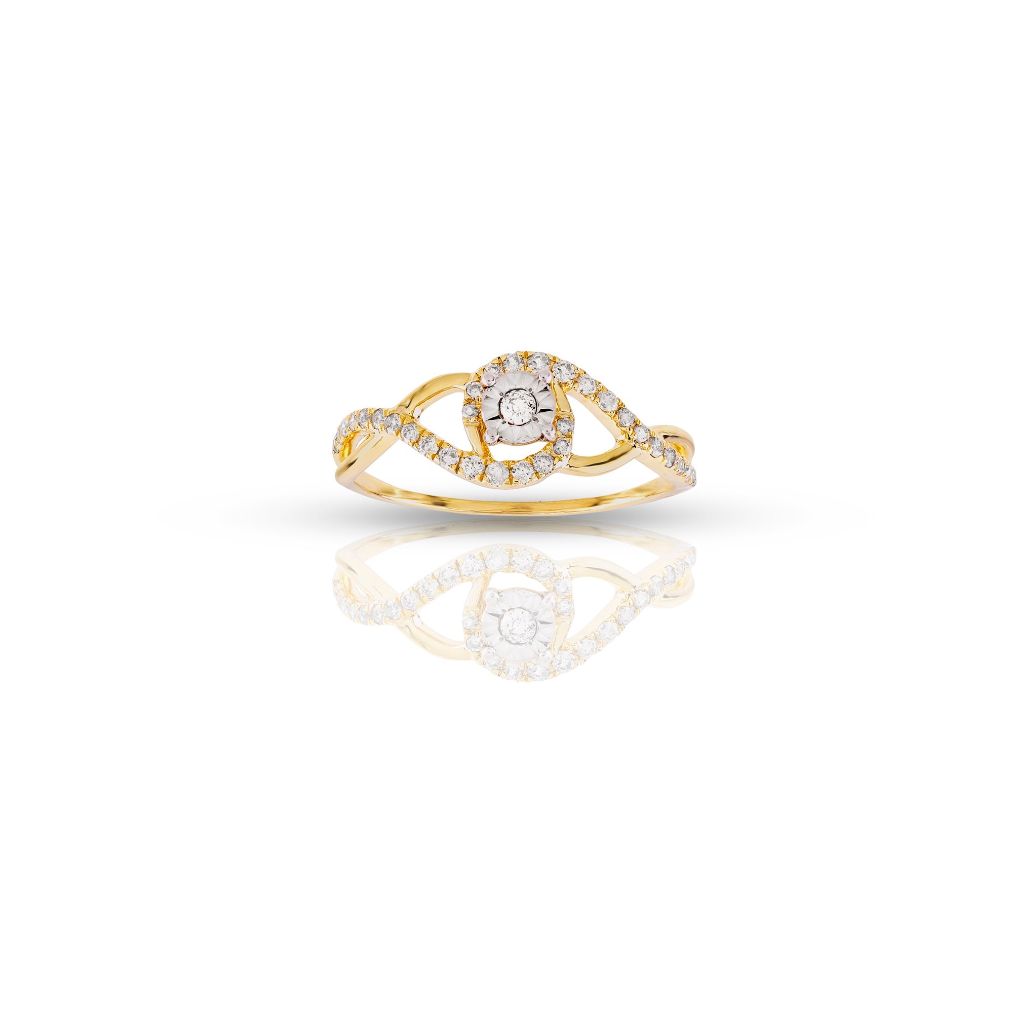 Yellow Gold Round Diamond Infinity Ring