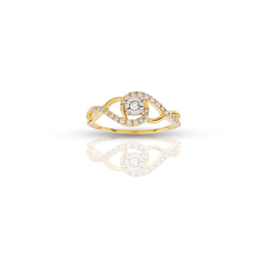 Yellow Gold Round Diamond Infinity Ring