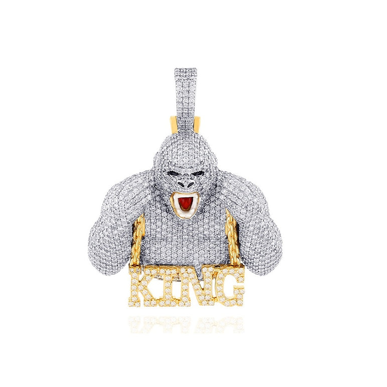 Yellow Gold Round Diamond King Gorilla Pendant