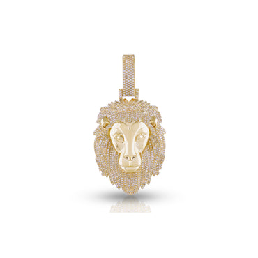 Yellow Gold Round Diamond Lion Pendant