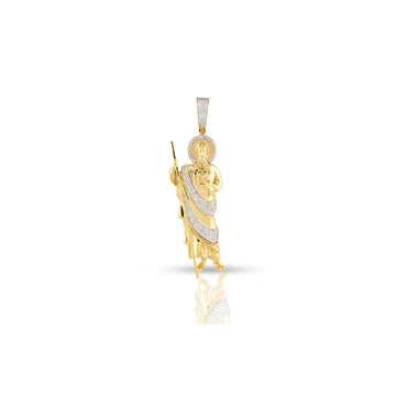 Yellow Gold Round Diamond Saint Judas Pendant