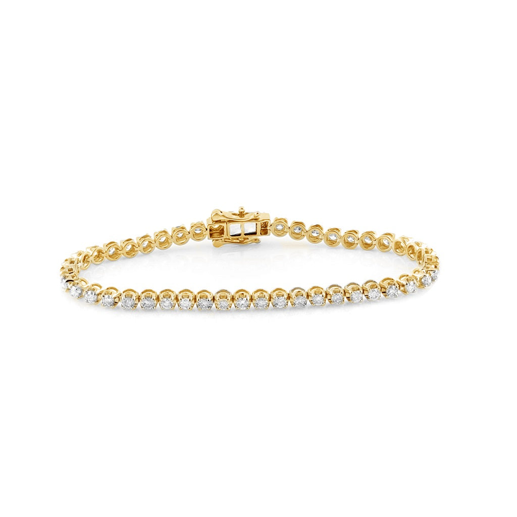 Yellow Gold Round Diamond Tennis Bracelet