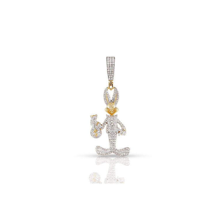 Yellow Gold White Diamond Bugs Bunny Pendant