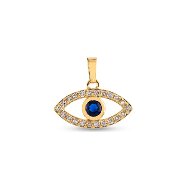 Yellow Gold Round Diamond Pave Evil Eye Pendant