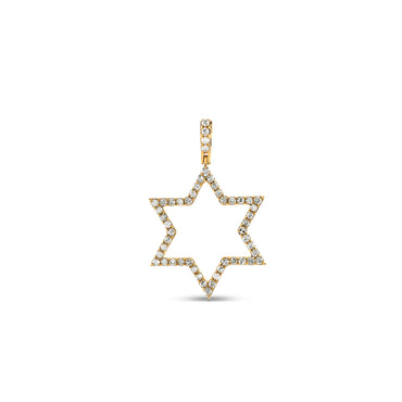 Yellow Gold Round Diamond Pave Star Pendant