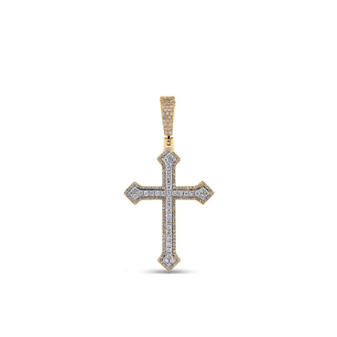 Yellow Gold Round Diamond Cross Pendant