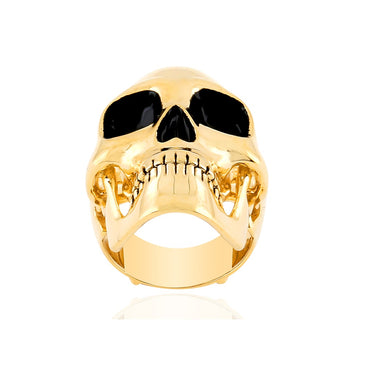 14K Yellow Gold Skull Ring For Men's