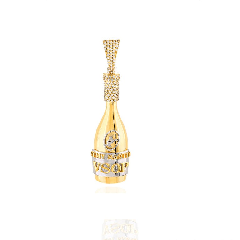 Yellow Gold Diamond Bottle Charm pendant By rafaela jewelry