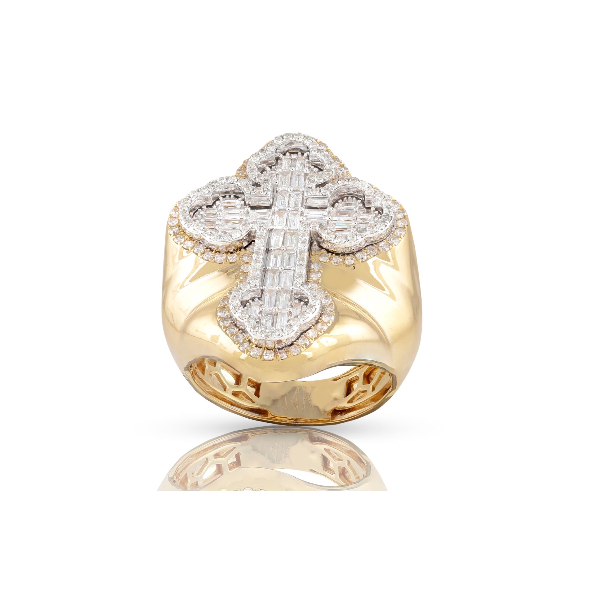 26mm Yellow Gold Cross Diamond Ring  by Rafaela Jewelry