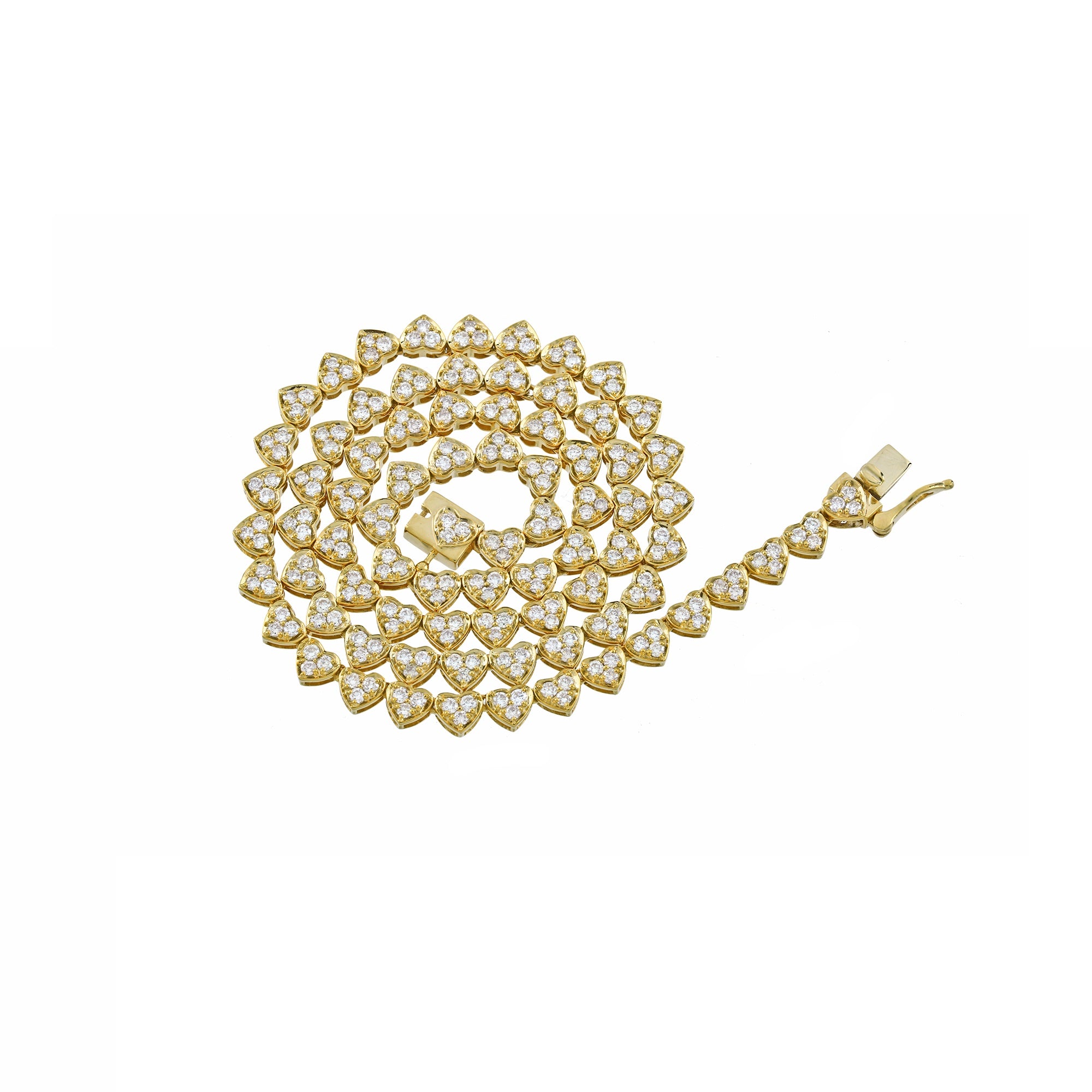 3.4mm Yellow Gold heart-shaped shiny chain by Rafaela Jewelry