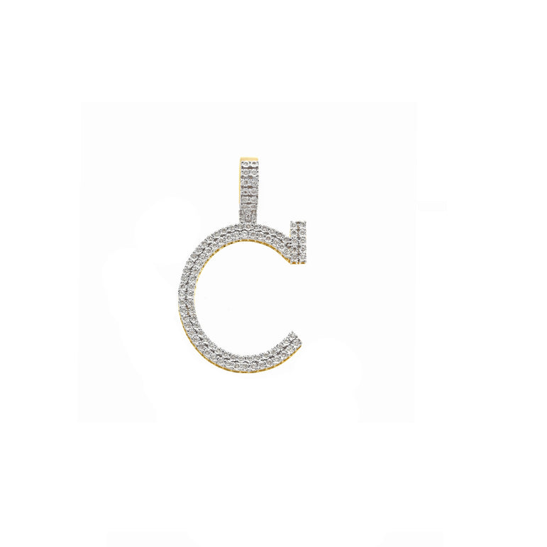 14K Yellow Gold Diamond Initial Pendant