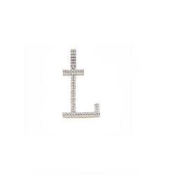 14K Yellow Gold Diamond Initial Pendant