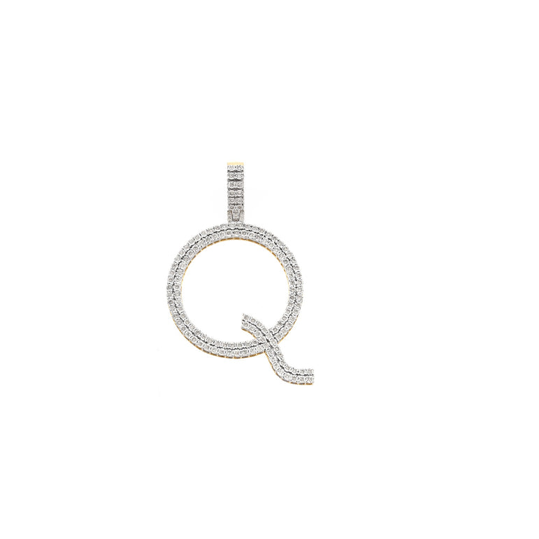 14K Yellow Gold Diamond Initial Pendant