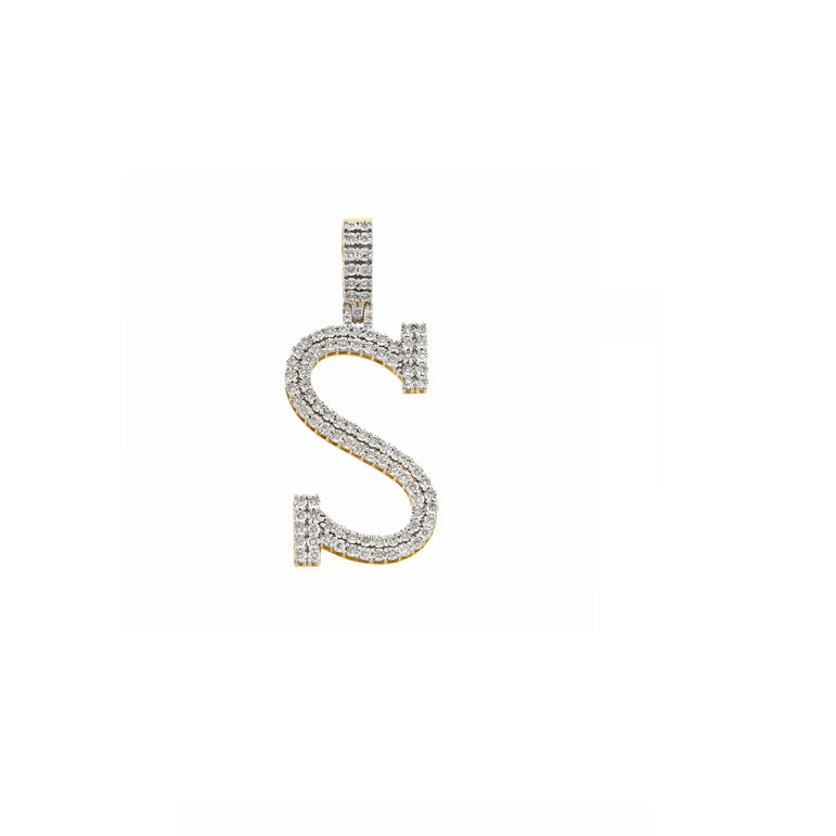 14K Yellow Gold Diamond Initial Pendant