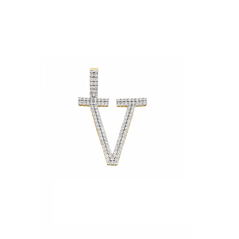 14K Yellow Gold Diamond Initial Pendant