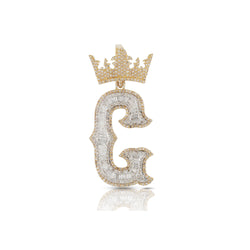 Yellow Gold Baguette Diamond Initial Pendant