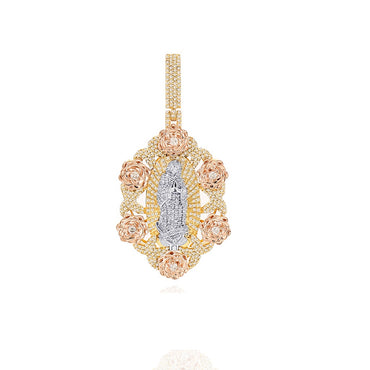 Tri-color Gold Diamond Miraculous Pendant