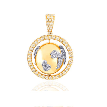 Yellow Gold Diamond Spinning Globe Pendant