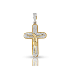 Yellow Gold Jesus Crucifix Cross Pendant With Diamond