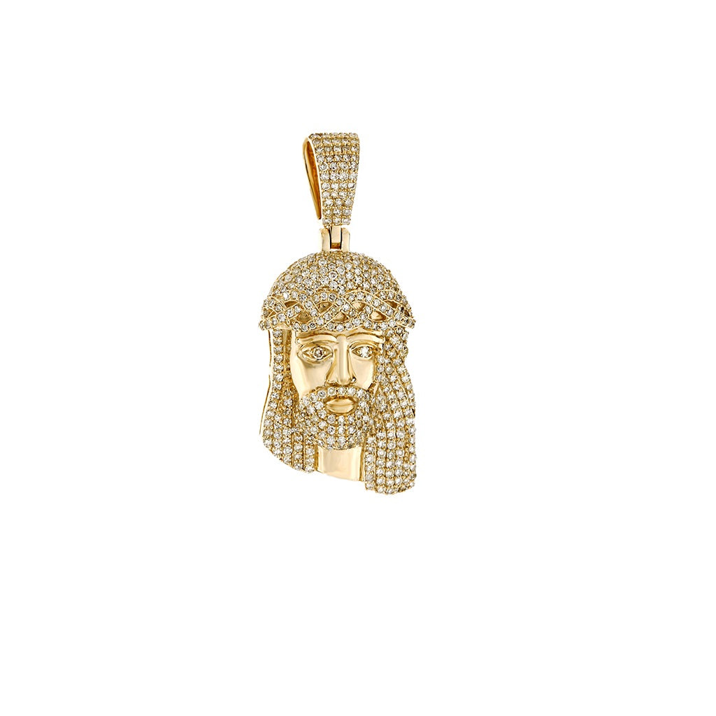 Yellow Gold Jesus Diamond Pendant